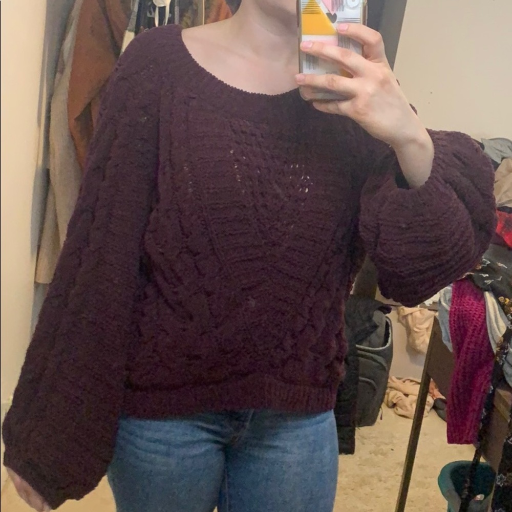 Express Balloon sleeve chenille sweater